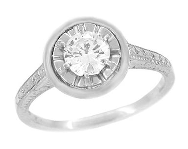 Fine art Deco 1/2 Carat Diamond Solitaire Illusion Halo Engagement Ring in Platinum