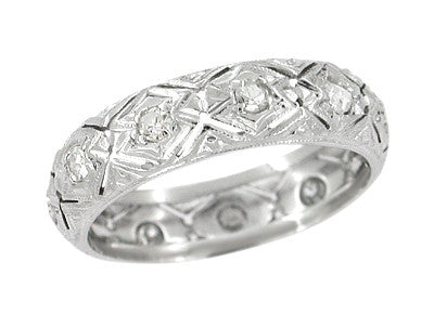 Montville Antique Art Deco Diamond Wedding Band in Platinum - Size 6 1/ ...