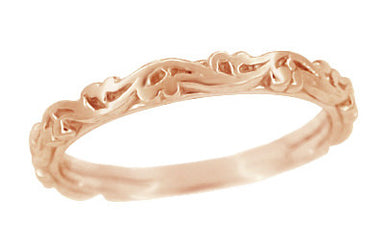 Art Deco Scrolls Wedding Band in 14 Karat Rose ( Pink ) Gold