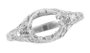 Antique Style Edwardian Filigree 3/4 Carat Engagement Ring Mounting in White Gold for a 6mm Round Stone - Item: R679W14 - Image: 6