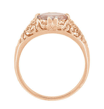  Edwardian  Filigree East West Oval Morganite Engagement  