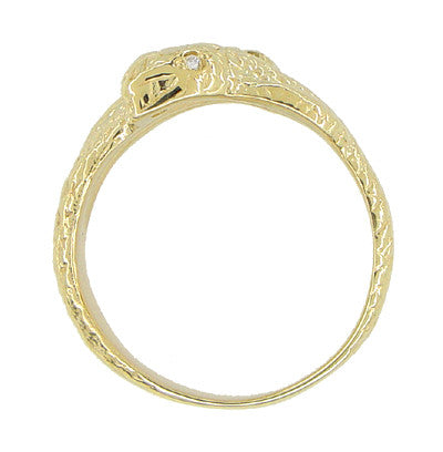 Vintage Mens Double Serpent Snake Ring with Diamond Eyes in Yellow Gold ...