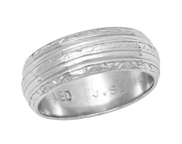 ArtCarved Vintage Wedding Band in 14 Karat White Gold - Antique Jewelry ...