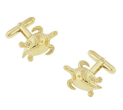 Sea Turtle Cufflinks in Sterling Silver with Yellow Gold Finish ...