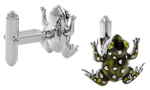 French Champleve Enamel Frog Cufflinks in Sterling Silver — Antique ...