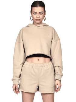 sand cropped hoodie