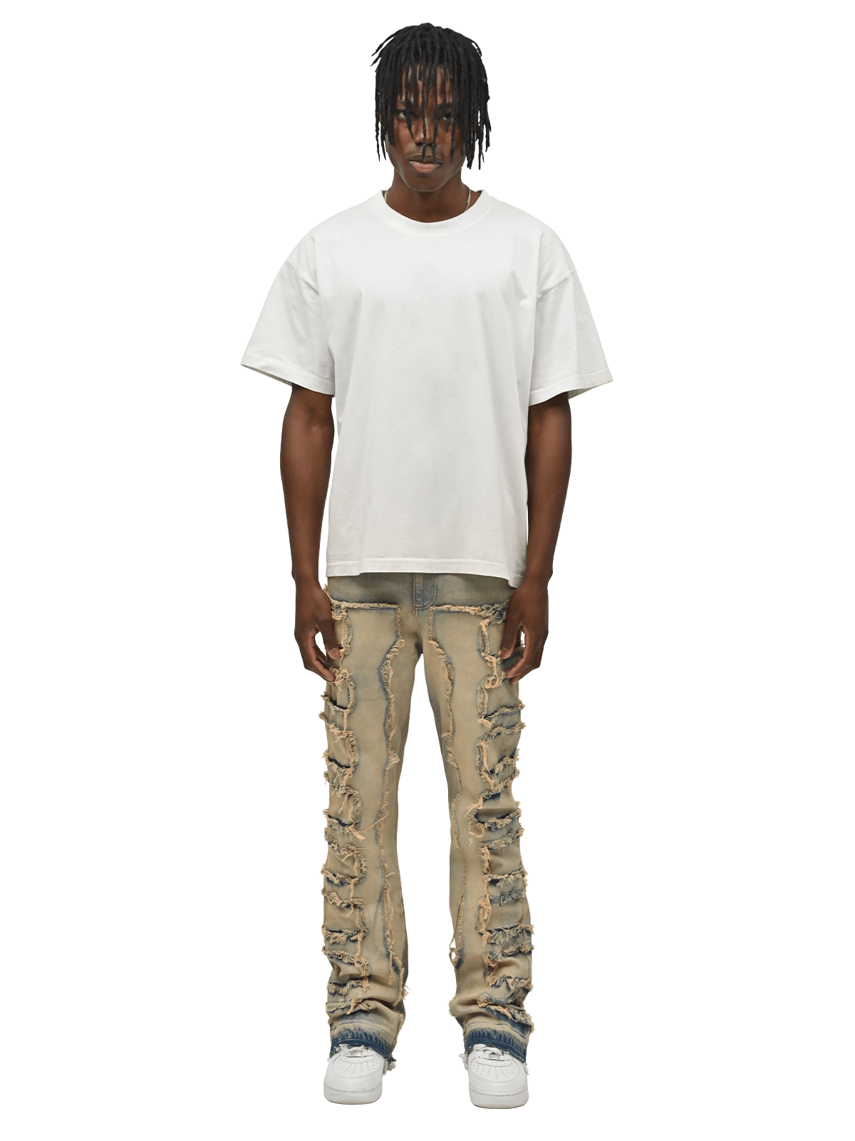 Flare Repaired Denim - Cream Wash – Reputation Studios