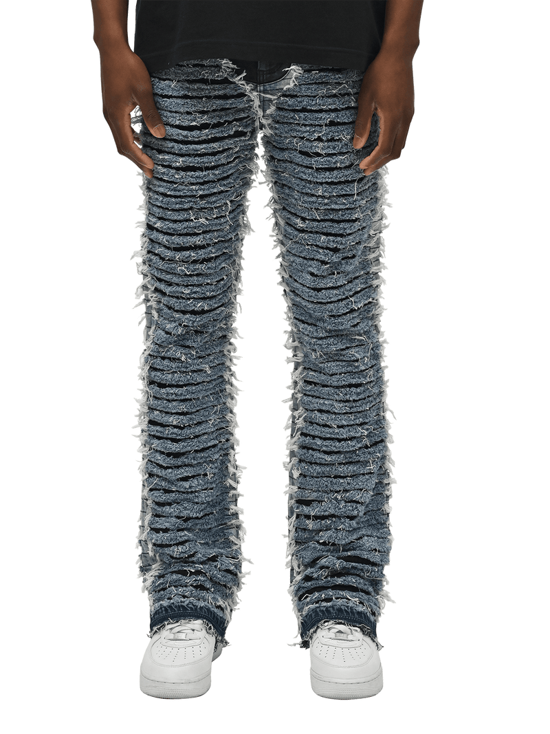 Flare Distressed Denim - Mid Blue – Reputation Studios