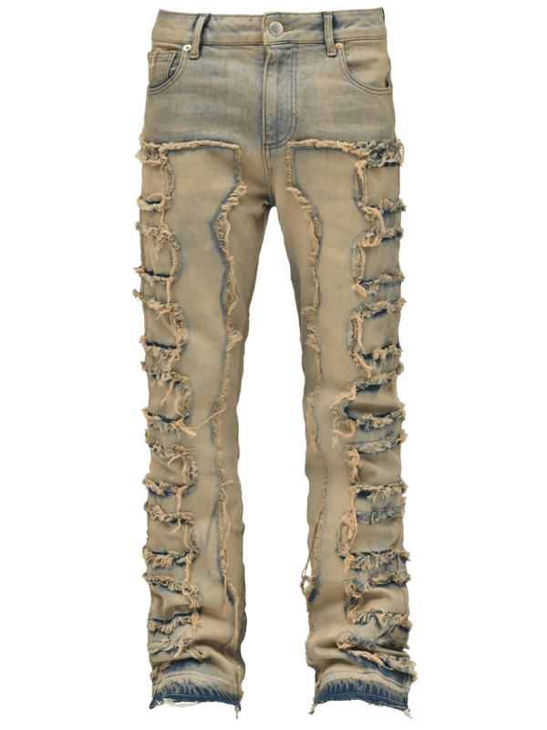 Thrashed Flare Denim - Cream Wash – Reputation Studios