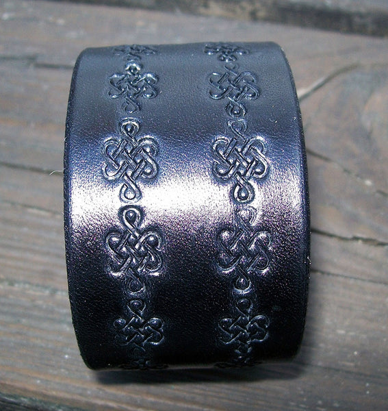 Celtic Knot Leather Snap Wristbands | 1.5
