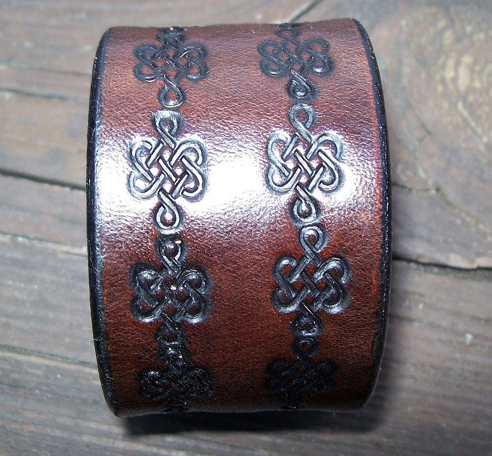 Celtic Knot Leather Snap Wristbands | 1.5