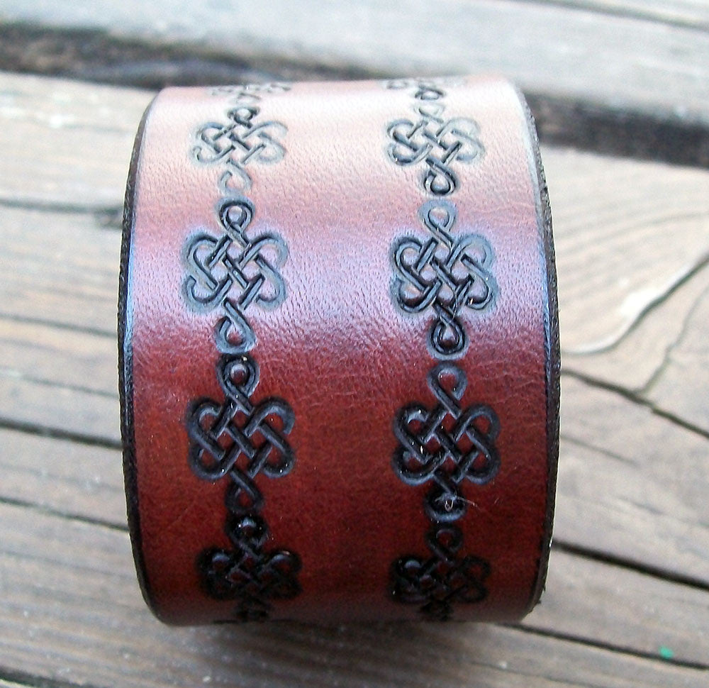 Celtic Knot Leather Snap Wristbands | 1.5