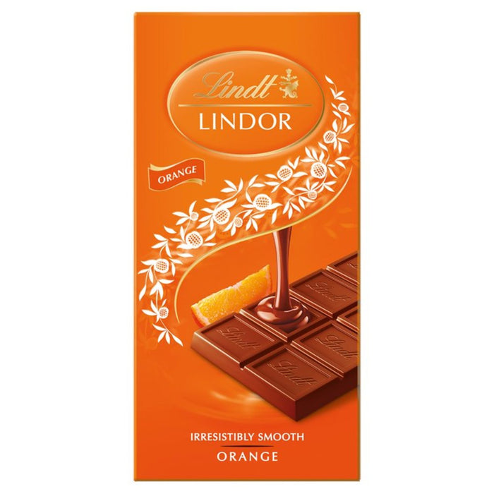 Lindt Lindor Milk Orange Chocolate Bar 100g British Online 0037