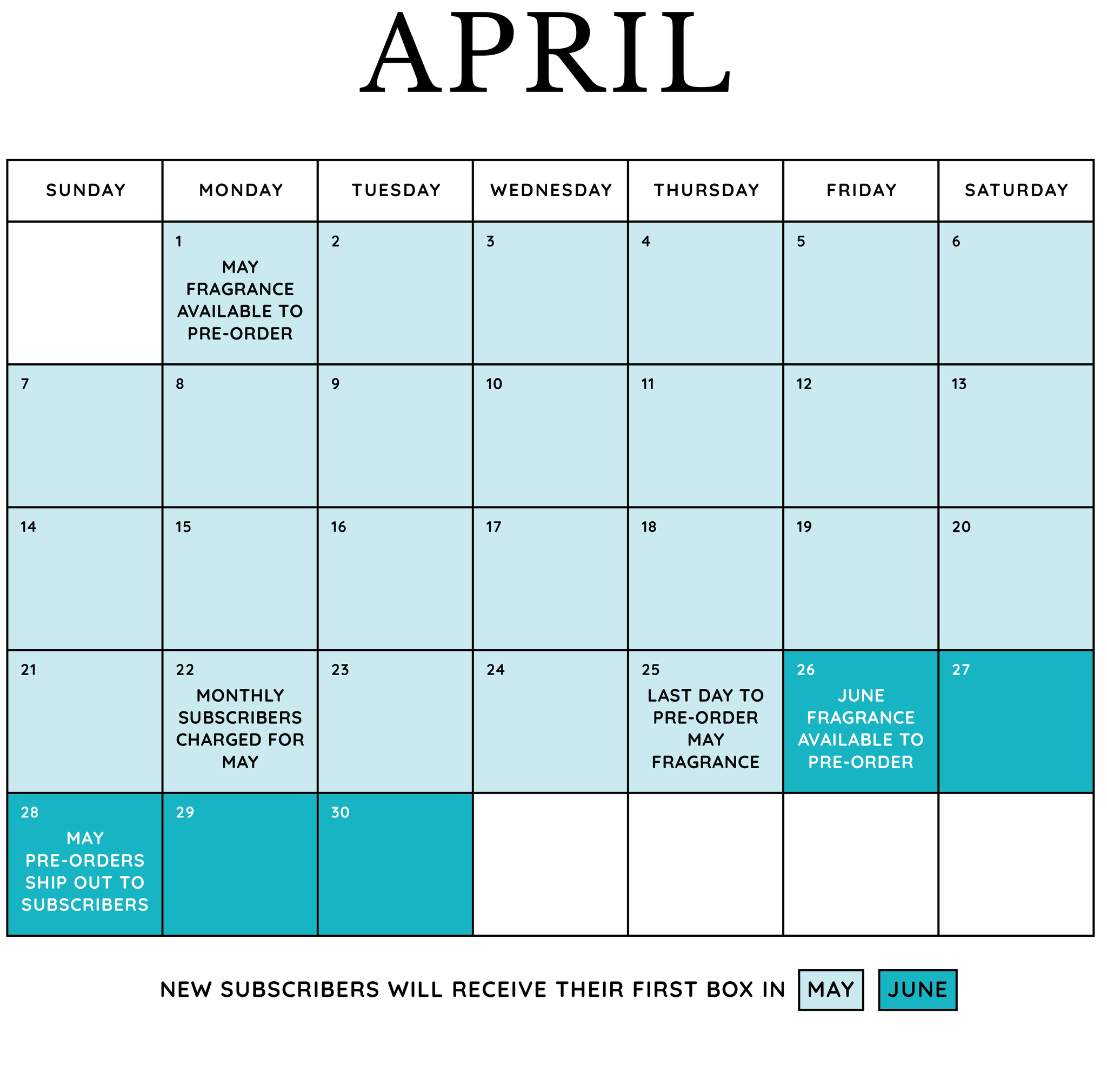 April subscription calendar