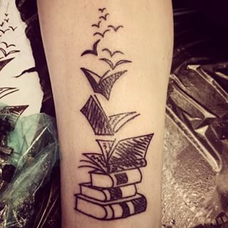 Small book stack For bookings sw  Bookish tattoos Geometric  tattoo Tattoos