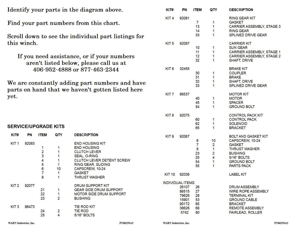 VR12000 parts list