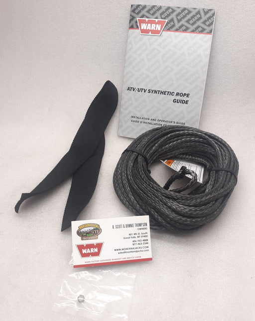 WARN 100970 Synthetic Rope Kit for ATV & UTV Winch, 1/4 x 50