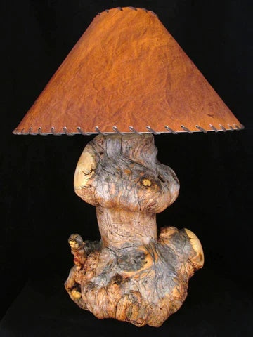 pine burl table lamp