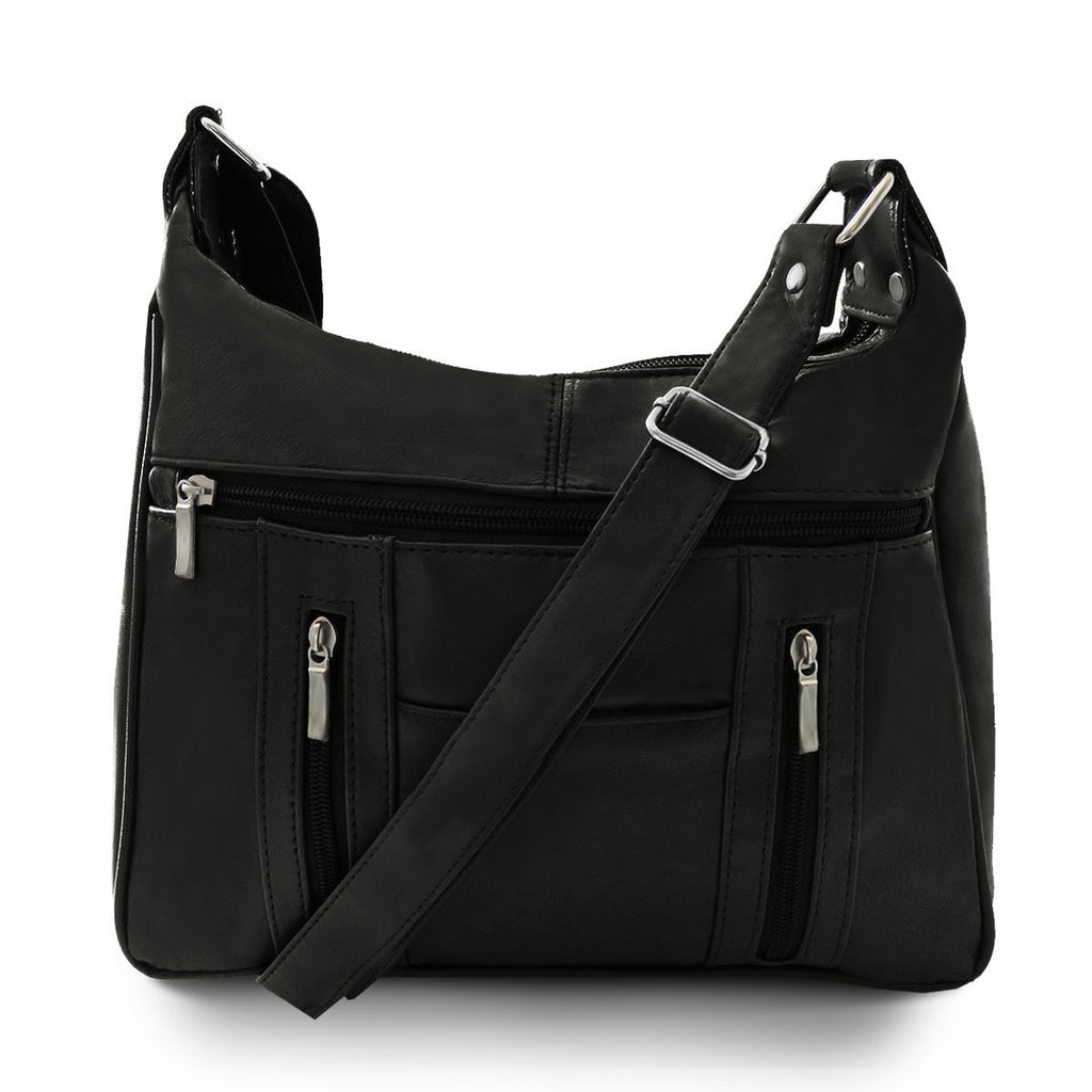 Sleek Multi Pockets Leather Shoulder Handbag