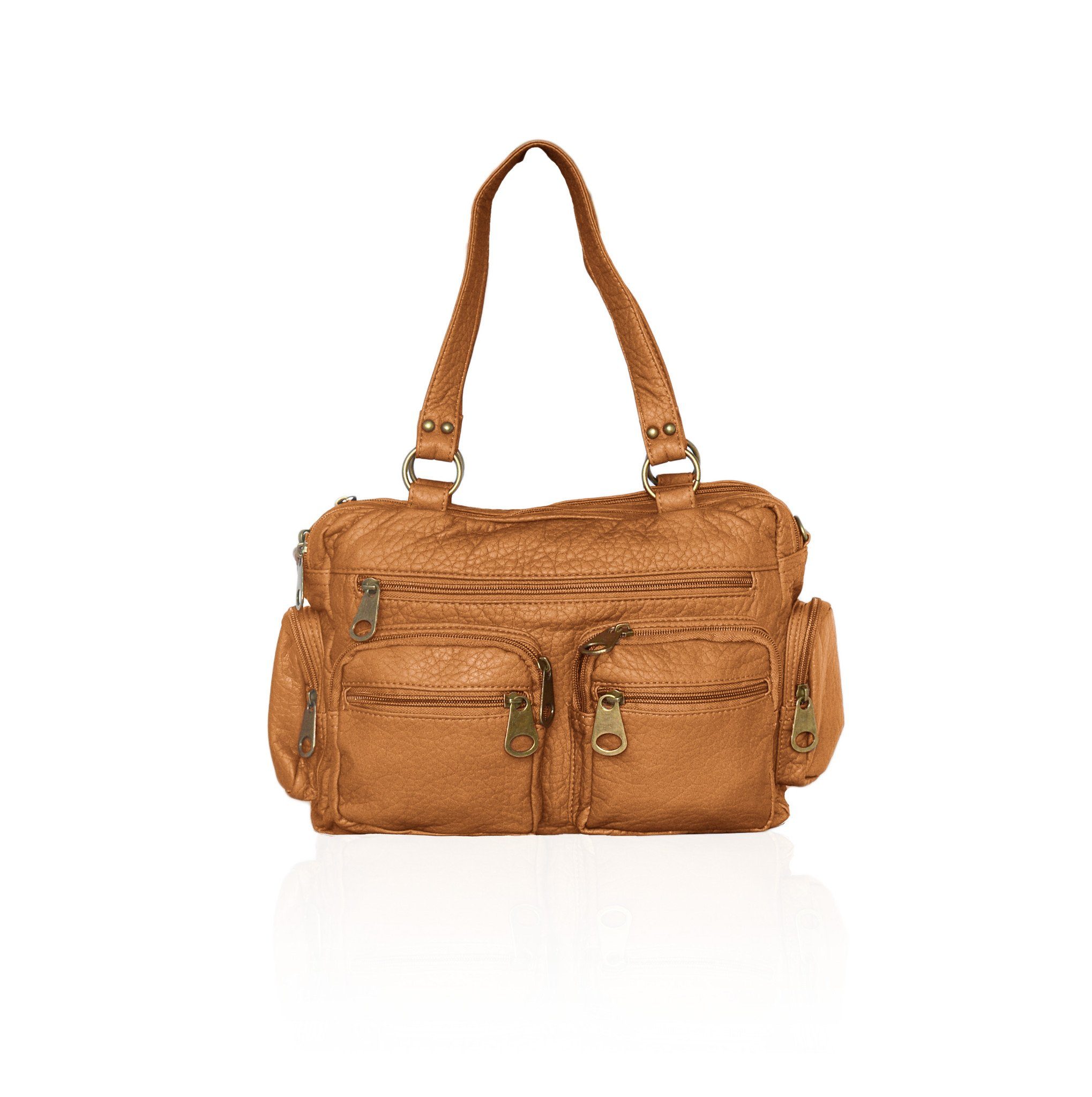 Washable Vegan Leather Series- Comfortable Shoulder/Bowling Bag - Green