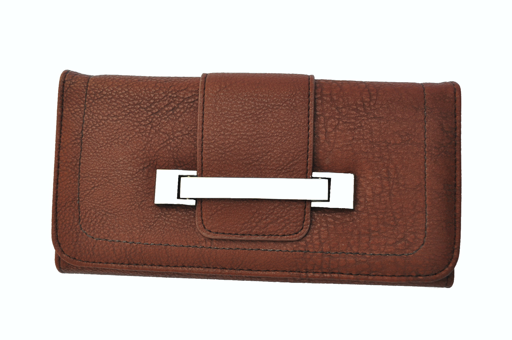 Metallic Flap Soft Bend Leather Wallet - Tan Color