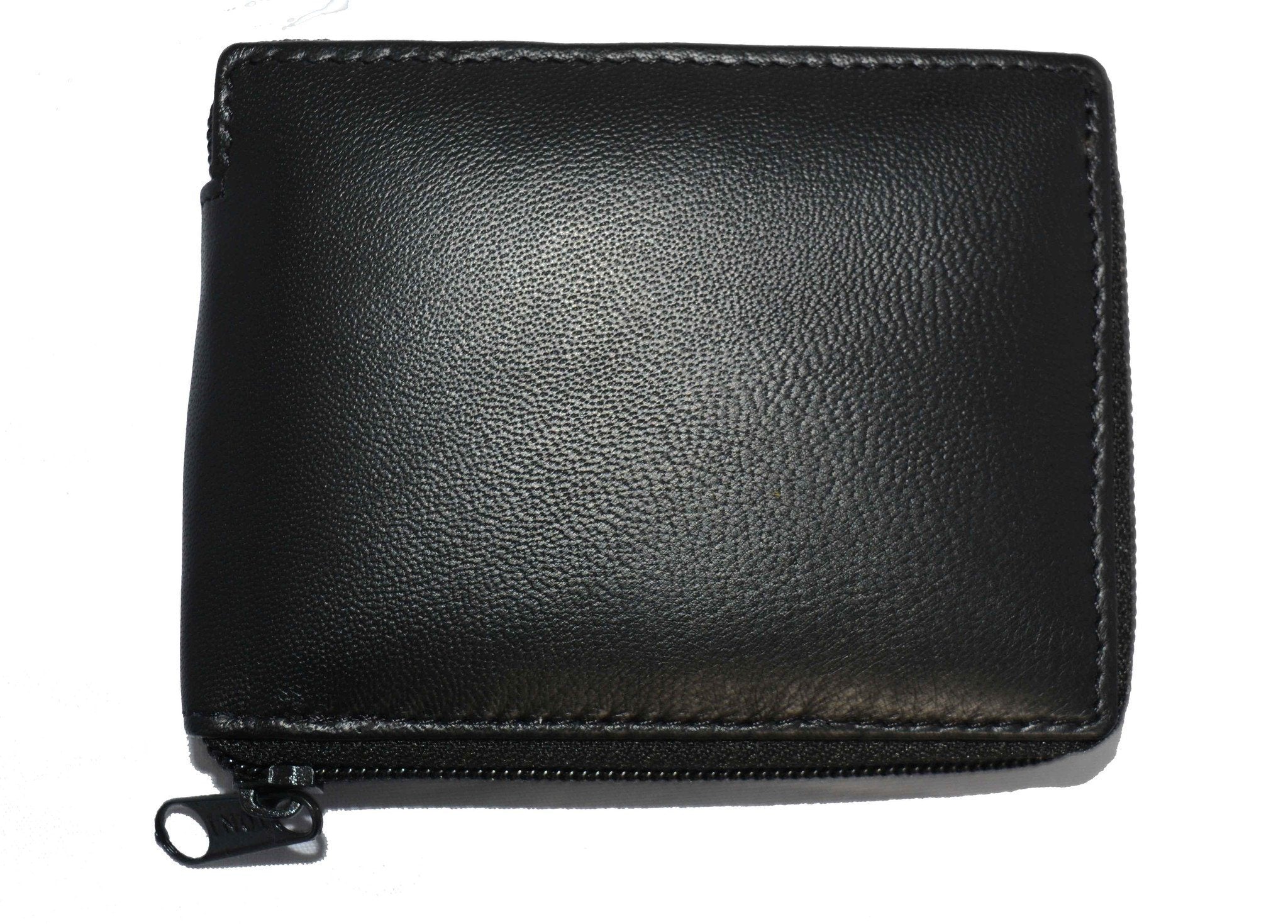 Genuine Flip ID Zipped Soft Leather Bifold Wallet - Brown