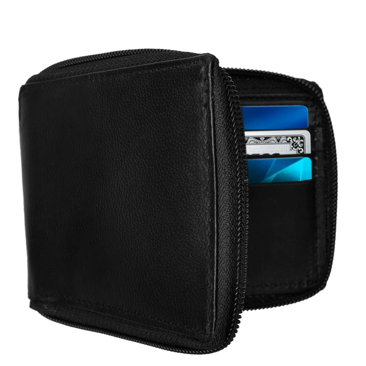 Zip-Around Premium Leather Wallet