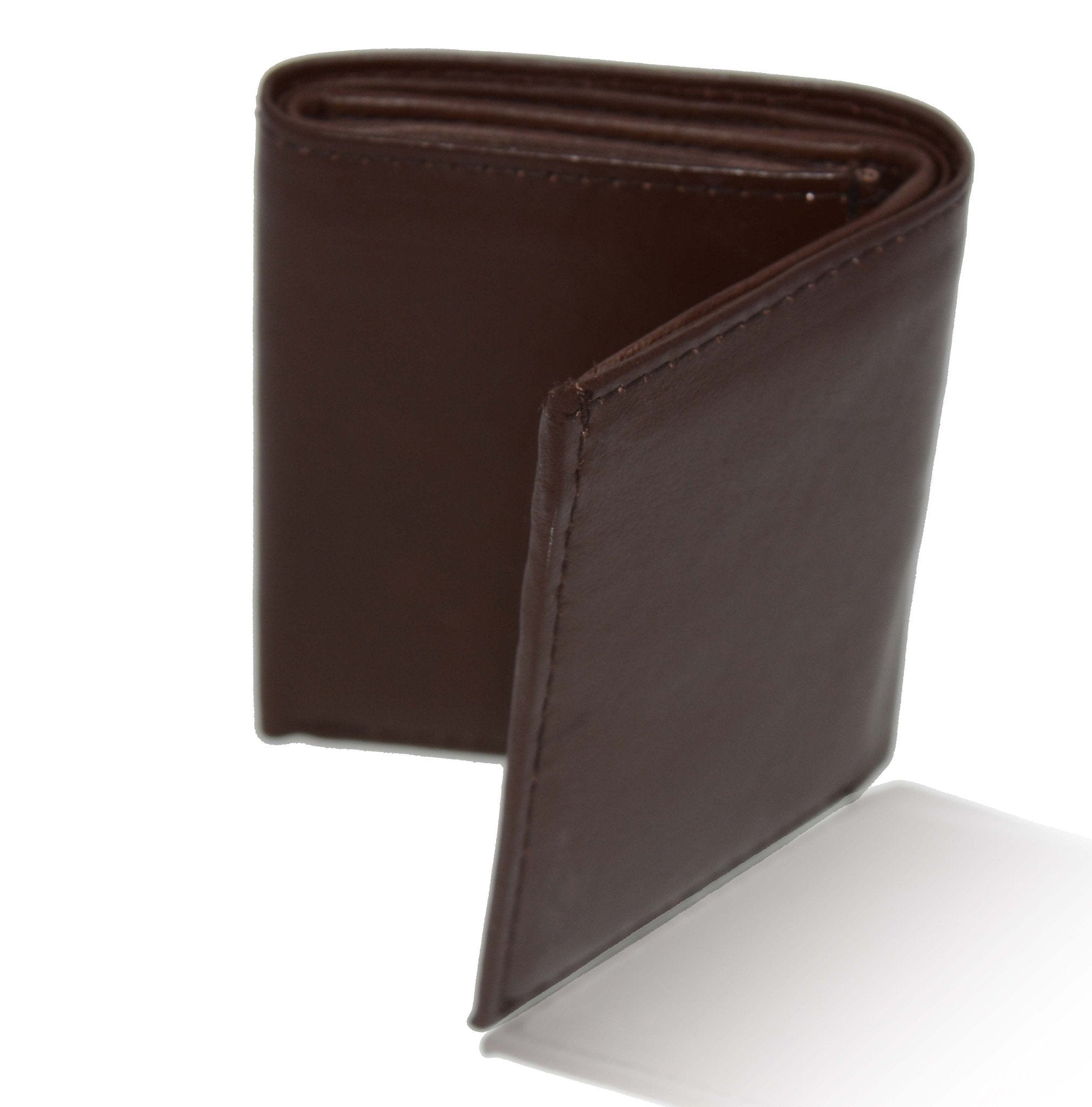 Deluxe Genuine Leather Tri-fold Wallet For Men - Brown