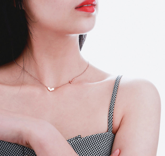 Mina Love U Chain With Dainty Heart Pendant In Rose Gold Chain Necklac Celovis Jewellery