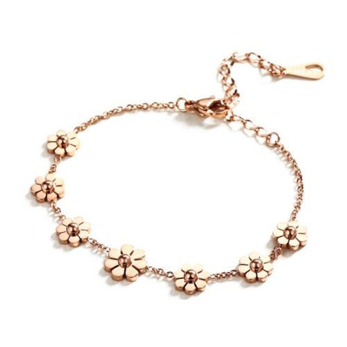 Daisy Charms on Rose Gold Chain Bracelet  | Celovis