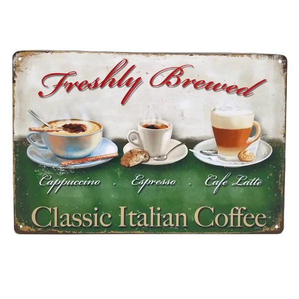 Classic Italian Coffee" Vintage Collectible Metal Wall Decor Sign