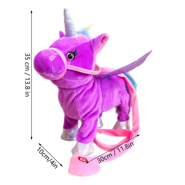 walking plush unicorn