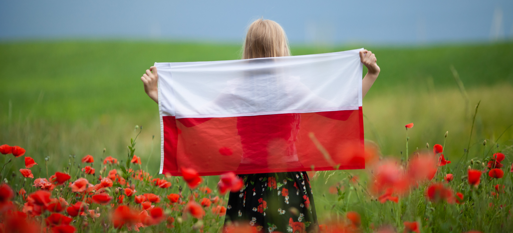 A girl with polish flag