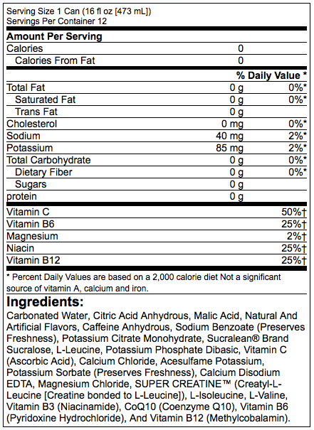 VPX BANG Supplement Facts