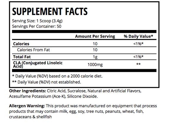 MAN Sports CLA Powder Supplement Facts