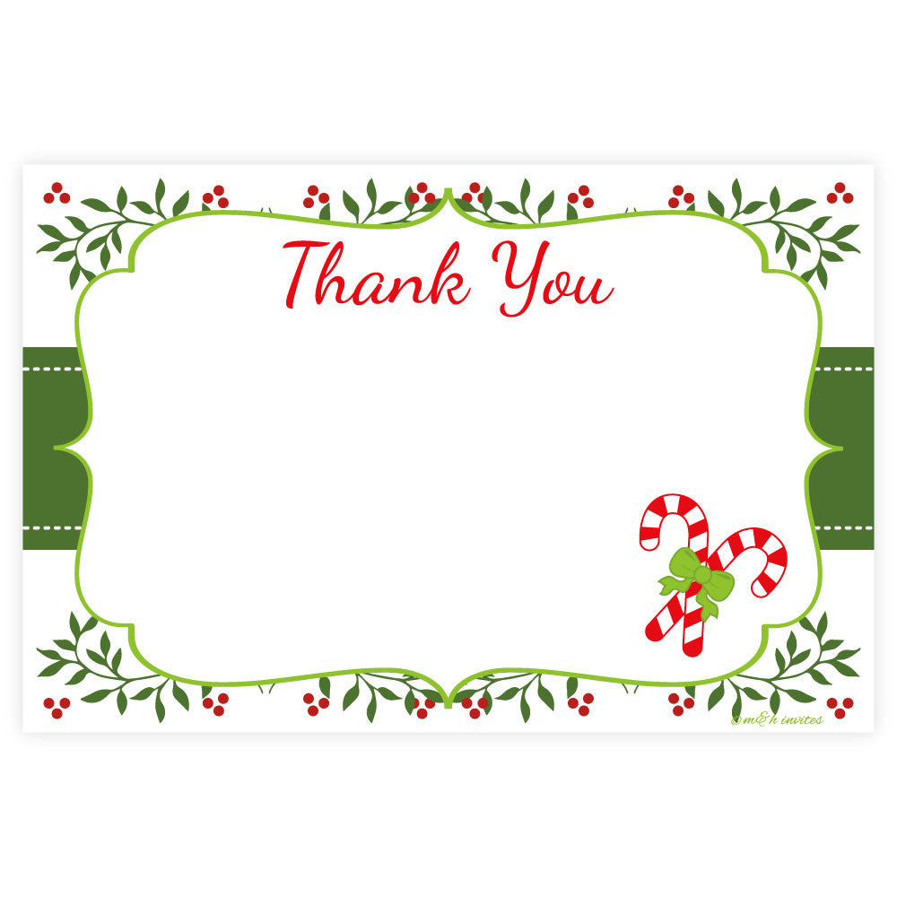Holiday Candy Cane Thank You Note Cards Madison and Hill
