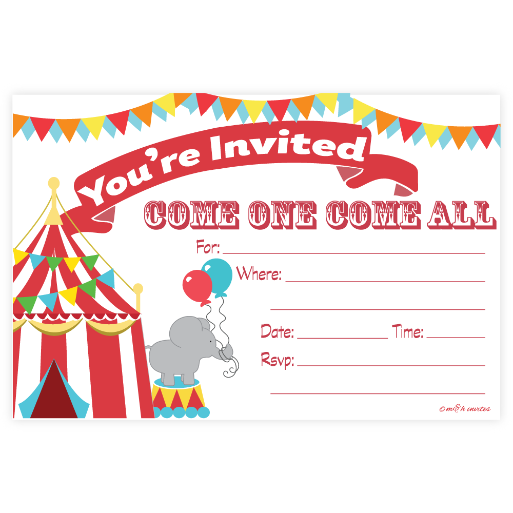 Free Printable Fill In Circus Birthday Invitations 3