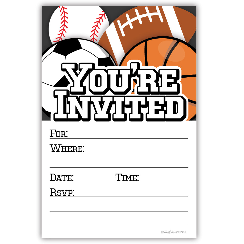 Free Printable Sports Themed Party Invitations