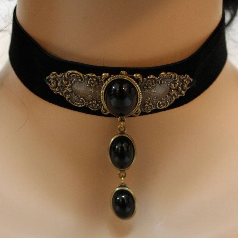 Gothic Victorian Black Velvet Choker, Romantic Jewellery - Jewelshart Inc