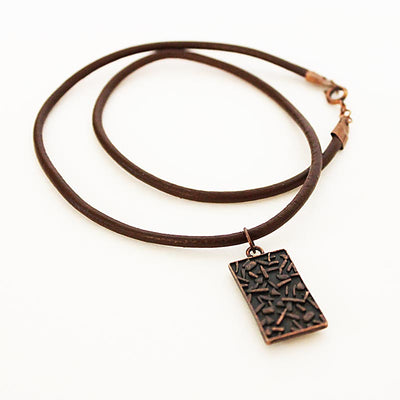 leather brown necklace choker handmade cross pendant