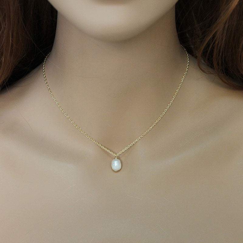 Dainty Single Pearl Gold Necklace, Simple Minimalist Jewellery