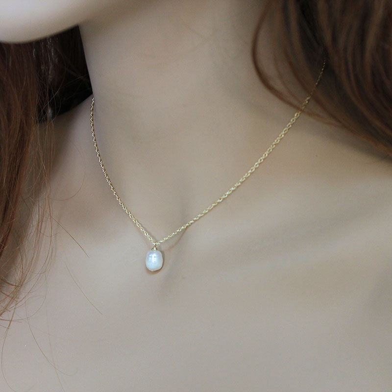 Dainty Single Pearl Gold Necklace Simple Minimalist Jewellery Jewelshart Inc