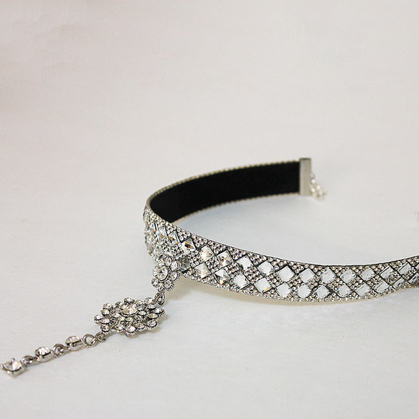 Sparkly Choker Necklace, Rhinestone Party Jewellery - Jewelshart Inc
