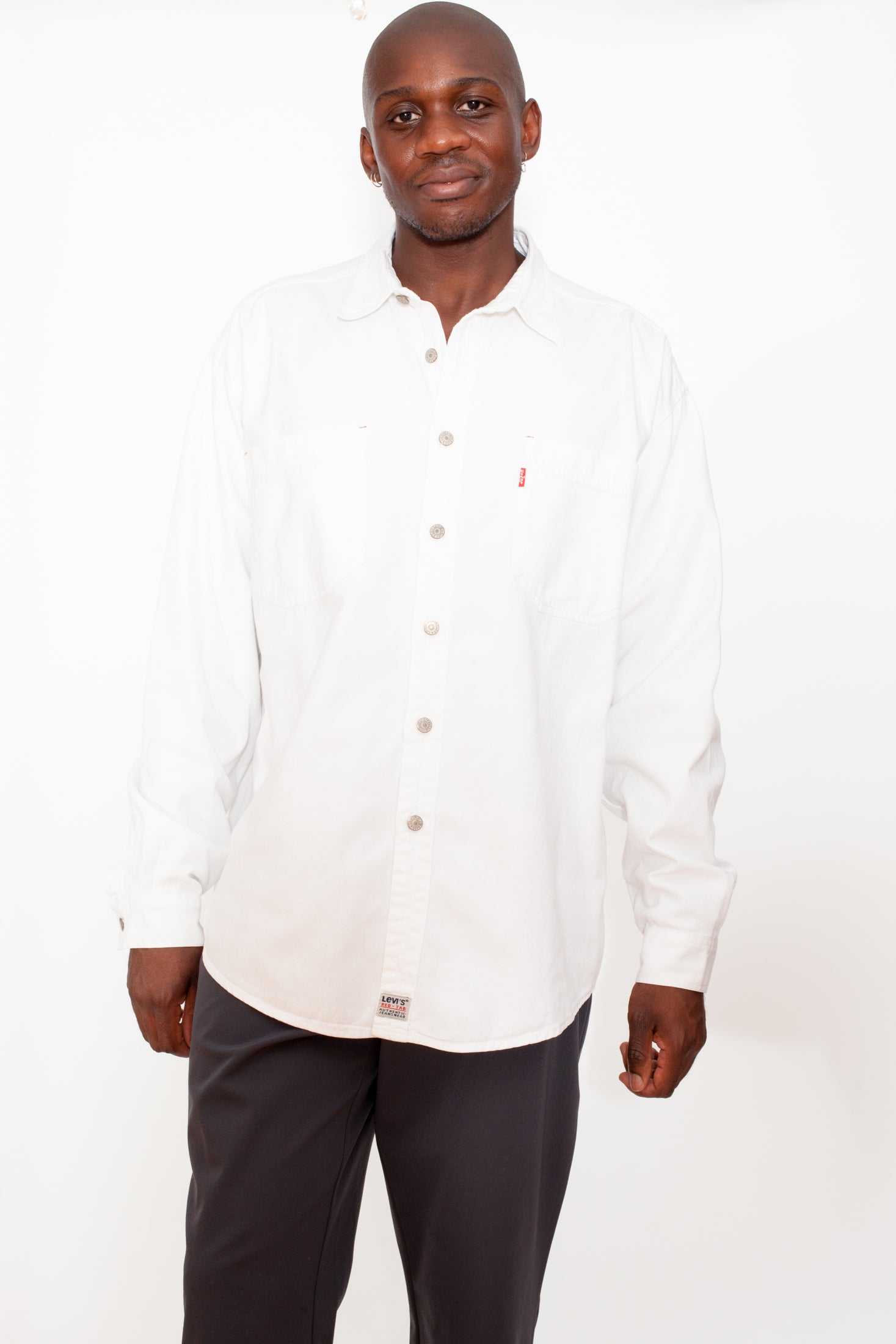 levi's white denim shirt