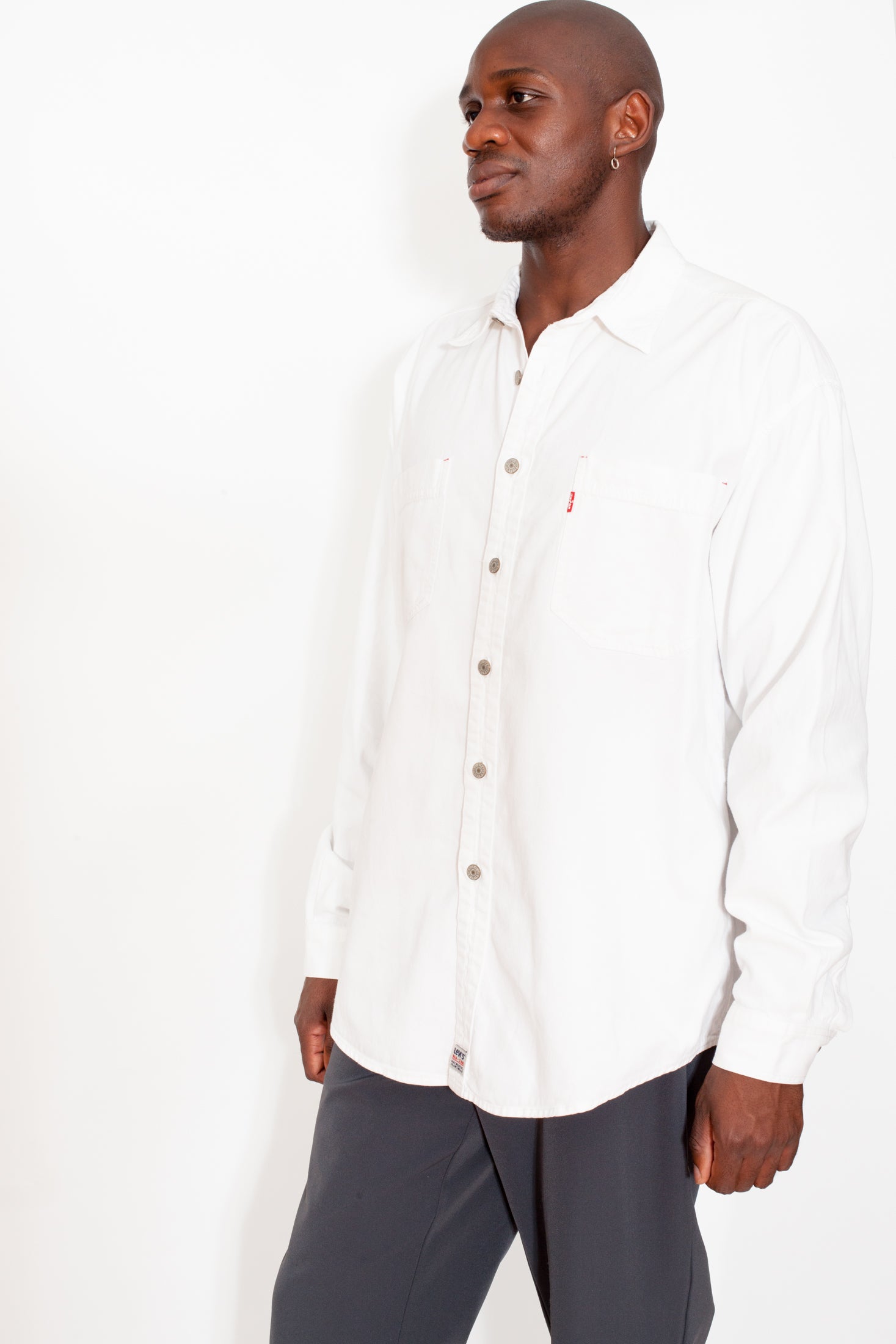 levi's white denim shirt