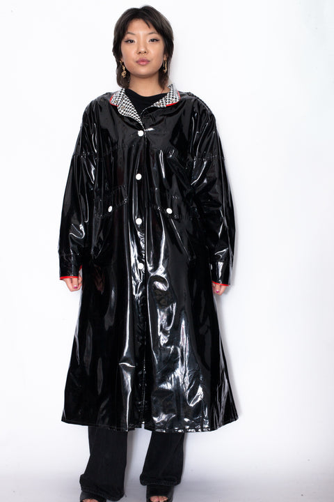 Vintage 90s PVC Leather Trench Coat – The Black Market