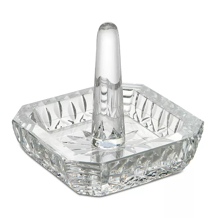 Lismore crystal pattern with signature diamond and wedge cuts square ring holder