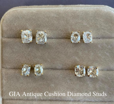 Goujons de diamants coussins antiques certifiés GIA