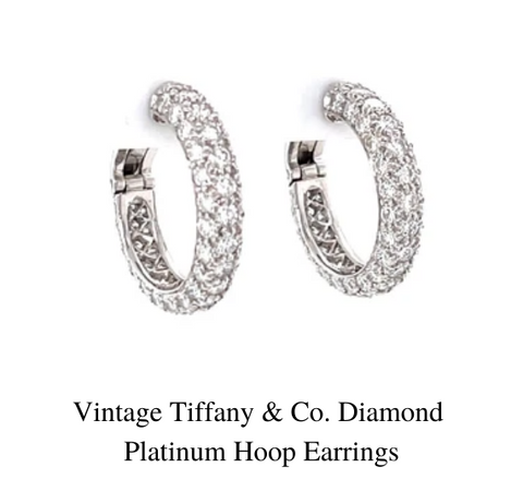 Boucles d'oreilles créoles en platine et diamants Tiffany & Co. vintage