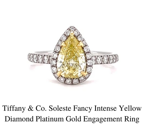 Bague de fiançailles en or platine et diamants jaunes intenses Tiffany & Co. Soleste Fancy